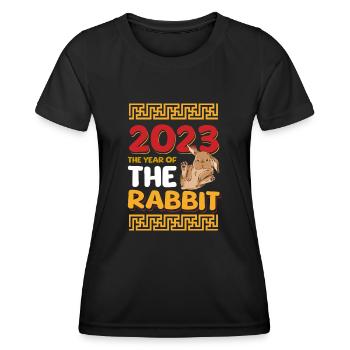 2023 L’année du zodiaque chinois lapin - T-shirt sport Femme - noir - Devant - AI Model Female 172 light (172cm)