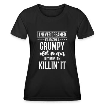 Drôle Grumpy Old Man Killin 'it Grandpa Grandpa Grandpa - T-shirt sport Femme - noir - Devant - AI Model Female 172 light (172cm)