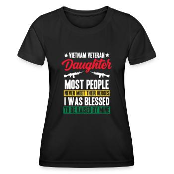 Fière fille d’un vétéran du Vietnam - T-shirt sport Femme - noir - Devant - AI Model Female 172 light (172cm)