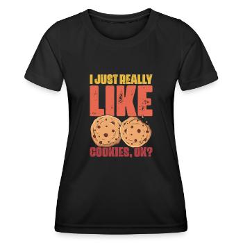 J’aime vraiment les biscuits rétro pour les amateurs de biscuits - T-shirt sport Femme - noir - Devant - AI Model Female 172 light (172cm)