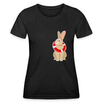 Rabbit with lifebuoy - Women's Functional T-Shirt - black - Front - AI Model Female 172 light (172cm)