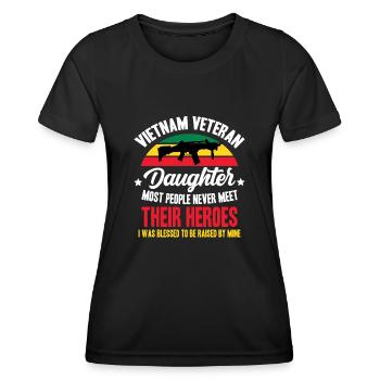 Fière fille d’un vétéran du Vietnam - T-shirt sport Femme - noir - Devant - AI Model Female 172 light (172cm)