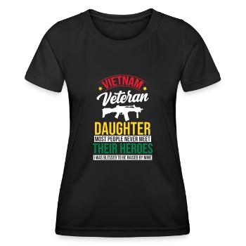 Fière fille d’un vétéran du Vietnam - T-shirt sport Femme - noir - Devant - AI Model Female 172 light (172cm)
