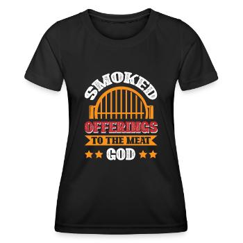 Smoked offerings to the meat god - Women's Functional T-Shirt - black - Front - AI Model Female 172 light (172cm)