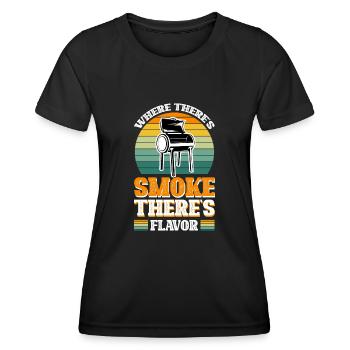 Là où il y a de la fumée, il y a de la saveur - T-shirt sport Femme - noir - Devant - AI Model Female 172 light (172cm)
