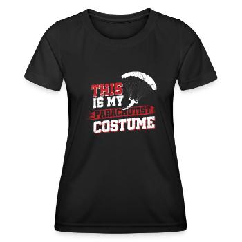 Voici mon costume de parachutiste - T-shirt sport Femme - noir - Devant - AI Model Female 172 light (172cm)