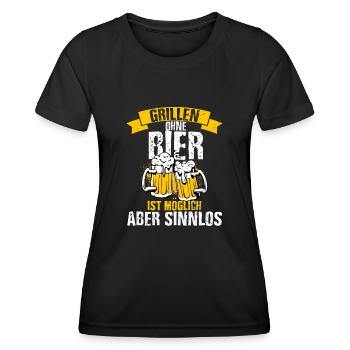 Grillen Ohne Bier Ist Möglich Aber Sinnlos - Grill - Frauen Funktions-T-Shirt - Schwarz - Vorne - AI Model Female 172 light (172cm)