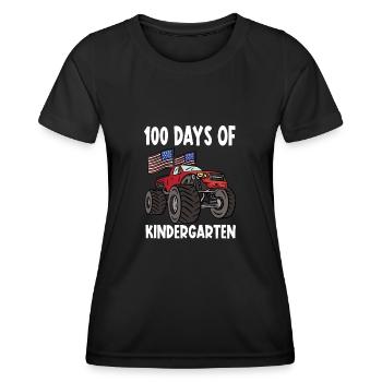 100 Days Of Kindergarten Mosnter Trucks - Women's Functional T-Shirt - black - Front - AI Model Female 172 light (172cm)