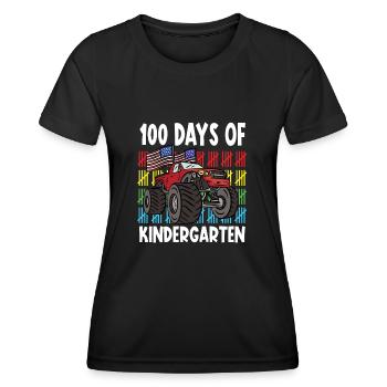 100 Days Of Kindergarten Mosnter Trucks - Women's Functional T-Shirt - black - Front - AI Model Female 172 light (172cm)