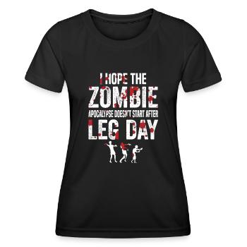 Funny Zombie Leg Day For Gym Lover - Women's Functional T-Shirt - black - Front - AI Model Female 172 light (172cm)
