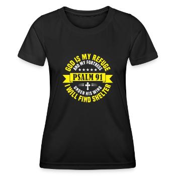 Bible Verse Psalm 91 For Christians - Frauen Funktions-T-Shirt - Schwarz - Vorne - AI Model Female 172 light (172cm)