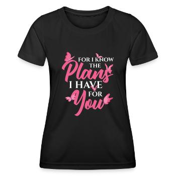 Versets bibliques Jérémie 29:11 Chrétiens - T-shirt sport Femme - noir - Devant - AI Model Female 172 light (172cm)