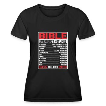 Bible Verse Emergency Numbers Christian Hotline Ps - Frauen Funktions-T-Shirt - Schwarz - Vorne - AI Model Female 172 light (172cm)