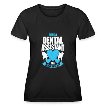 Zahnarzthelferin zu sein ist eine Herzensarbeit - Frauen Funktions-T-Shirt - Schwarz - Vorne - AI Model Female 172 light (172cm)