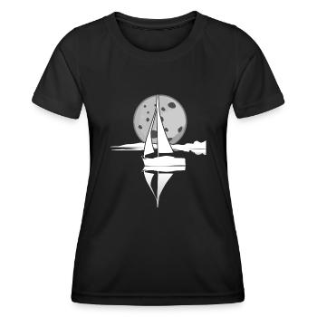 Segeln Segelboot Mond Segler - Frauen Funktions-T-Shirt - Schwarz - Vorne - AI Model Female 172 light (172cm)