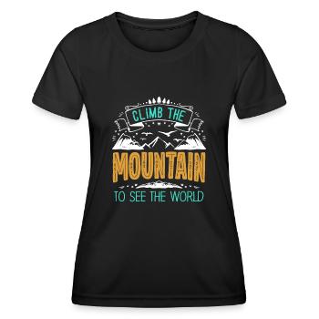 Erklimmen Sie den Berg, um die Welt zu sehen - Frauen Funktions-T-Shirt - Schwarz - Vorne - AI Model Female 172 light (172cm)