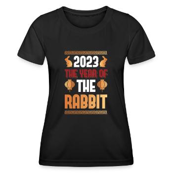2023 L’année du zodiaque chinois lapin - T-shirt sport Femme - noir - Devant - AI Model Female 172 light (172cm)