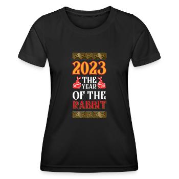 2023 L’année du zodiaque chinois lapin - T-shirt sport Femme - noir - Devant - AI Model Female 172 light (172cm)