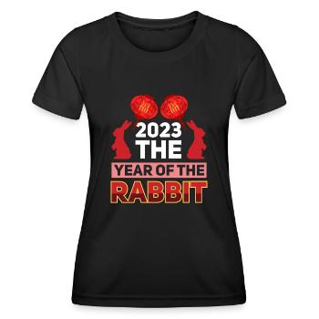 2023 L’année du zodiaque chinois lapin - T-shirt sport Femme - noir - Devant - AI Model Female 172 light (172cm)