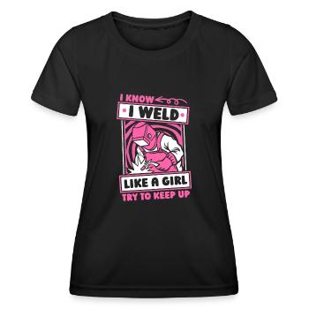 Forgeron Métallurgiste Fille - T-shirt sport Femme - noir - Devant - AI Model Female 172 light (172cm)