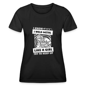 Forgeron Métallurgiste Fille - T-shirt sport Femme - noir - Devant - AI Model Female 172 light (172cm)