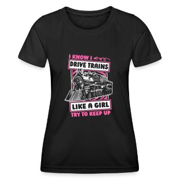 Conducteur de train fille conducteur de train - T-shirt sport Femme - noir - Devant - AI Model Female 172 light (172cm)