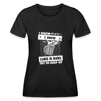 Hobbybrauer Bier Craft Beer Mädchen - Frauen Funktions-T-Shirt - Schwarz - Vorne - AI Model Female 172 light (172cm)