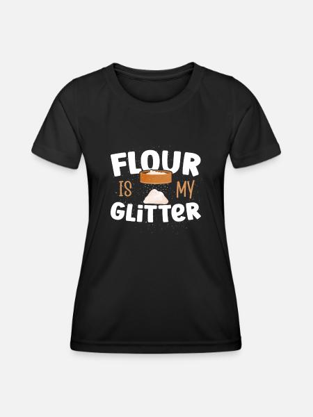 La farine de cuisson est ma boulangerie de paillettes - T-shirt sport Femme - noir