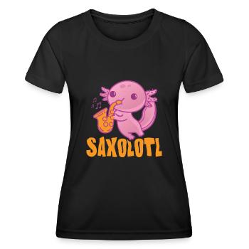 Saxolotl Funny Saxophone Player For Jazz Musician - Frauen Funktions-T-Shirt - Schwarz - Vorne - AI Model Female 172 light (172cm)