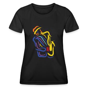 Abstract Saxophonist Jazz Musician - For Saxophone - Frauen Funktions-T-Shirt - Schwarz - Vorne - AI Model Female 172 light (172cm)