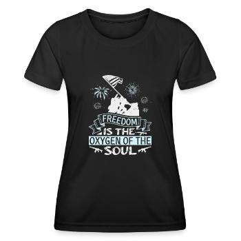 FREIHEIT IST DER SAUERSTOFF DER SEELE - Frauen Funktions-T-Shirt - Schwarz - Vorne - AI Model Female 172 light (172cm)