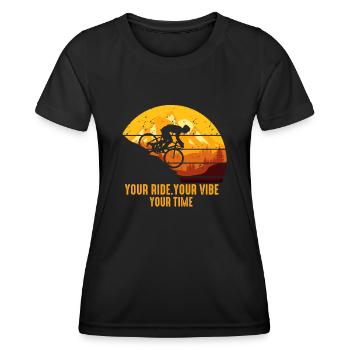 Mountainbike Your Ride Your Vibe Your Time - Frauen Funktions-T-Shirt - Schwarz - Vorne - AI Model Female 172 light (172cm)