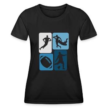 Rugby retro rugby ball - Women's Functional T-Shirt - black - Front - AI Model Female 172 light (172cm)