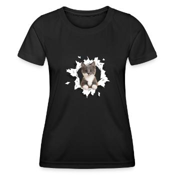 Cute Kitten Ripped Cats Cat Lovers - Women's Functional T-Shirt - black - Front - AI Model Female 172 light (172cm)