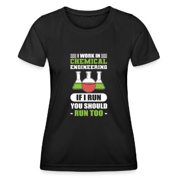 Génie chimique Si je cours vous devriez chimique - T-shirt sport Femme - noir - Devant - AI Model Female 172 light (172cm)