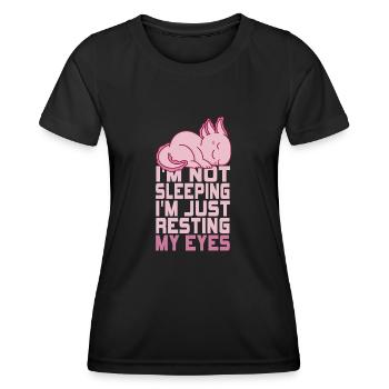 Je ne dors pas, je repose juste mes yeux - T-shirt sport Femme - noir - Devant - AI Model Female 172 light (172cm)