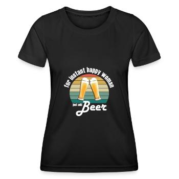 Pour une femme heureuse instantanée, il suffit d’ajouter de la bière - T-shirt sport Femme - noir - Devant - AI Model Female 172 light (172cm)