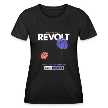 Revolt Streetwear - Frauen Funktions-T-Shirt - Schwarz - Vorne - AI Model Female 172 light (172cm)