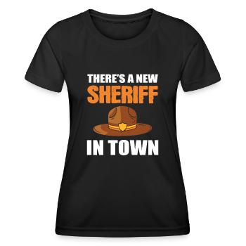 Il y a un nouveau shérif en ville Shérif adjoint - T-shirt sport Femme - noir - Devant - AI Model Female 172 light (172cm)