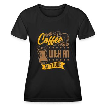 Coffee with Attitude - Frauen Funktions-T-Shirt - Schwarz - Vorne - AI Model Female 172 light (172cm)