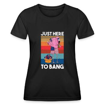 Juste ici pour frapper les feux d’artifice Flamingo America Beer - T-shirt sport Femme - noir - Devant - AI Model Female 172 light (172cm)