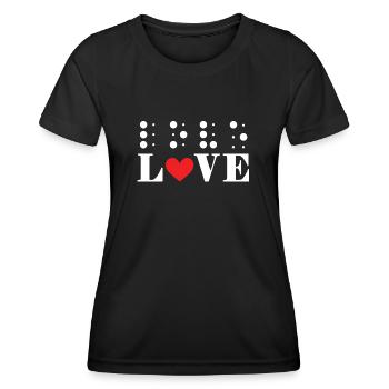 Love Braille Alphabet Braille Language Heart - Women's Functional T-Shirt - black - Front - AI Model Female 172 light (172cm)