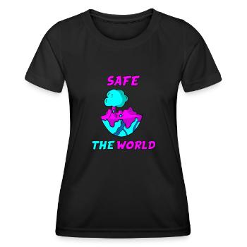 Beschütze unsere Welt - Rette unsere Welt - Frauen Funktions-T-Shirt - Schwarz - Vorne - AI Model Female 172 light (172cm)