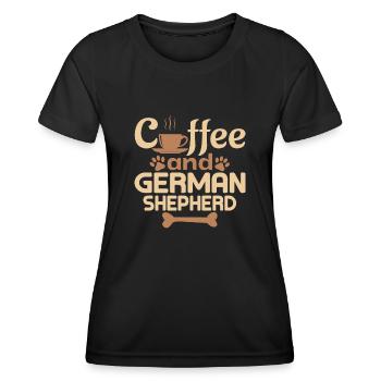 coffe and german shepherd pet lover - Women's Functional T-Shirt - black - Front - AI Model Female 172 light (172cm)