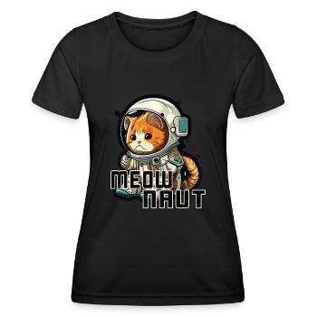 Meownaut astronaut cat for cat daddy - Women's Functional T-Shirt - black - Front - AI Model Female 172 light (172cm)