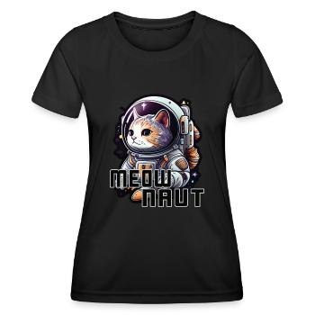 Meownaut astronaut cat for cat daddy - Women's Functional T-Shirt - black - Front - AI Model Female 172 light (172cm)
