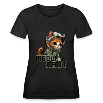 Meownaut astronaut cat for cat daddy - Women's Functional T-Shirt - black - Front - AI Model Female 172 light (172cm)