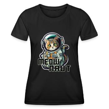 Meownaut astronaut cat for cat daddy - Women's Functional T-Shirt - black - Front - AI Model Female 172 light (172cm)