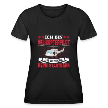 Hubschrauber Helikopter brauche keine Startbahn - Frauen Funktions-T-Shirt - Schwarz - Vorne - AI Model Female 172 light (172cm)