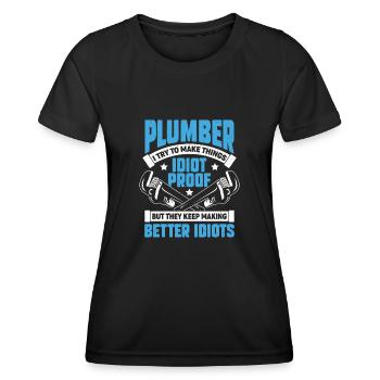 Plombier J’essaie de rendre les choses idiotes à l’épreuve - T-shirt sport Femme - noir - Devant - AI Model Female 172 light (172cm)